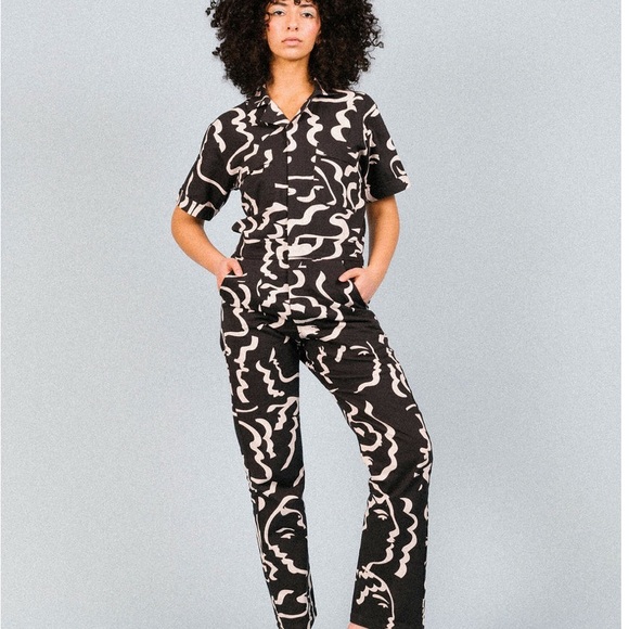 Abstract Black and White Women's Jumpsuit